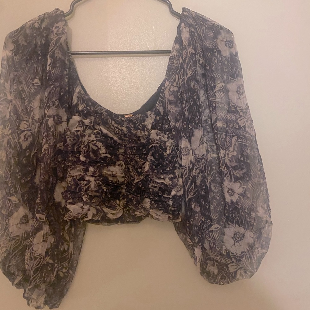 Free People Balloon Sleeve Crop Top